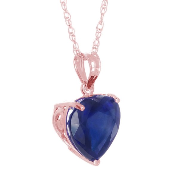 14K GOLD NECKLACE WITH 10mm HEART SAPPHIRE